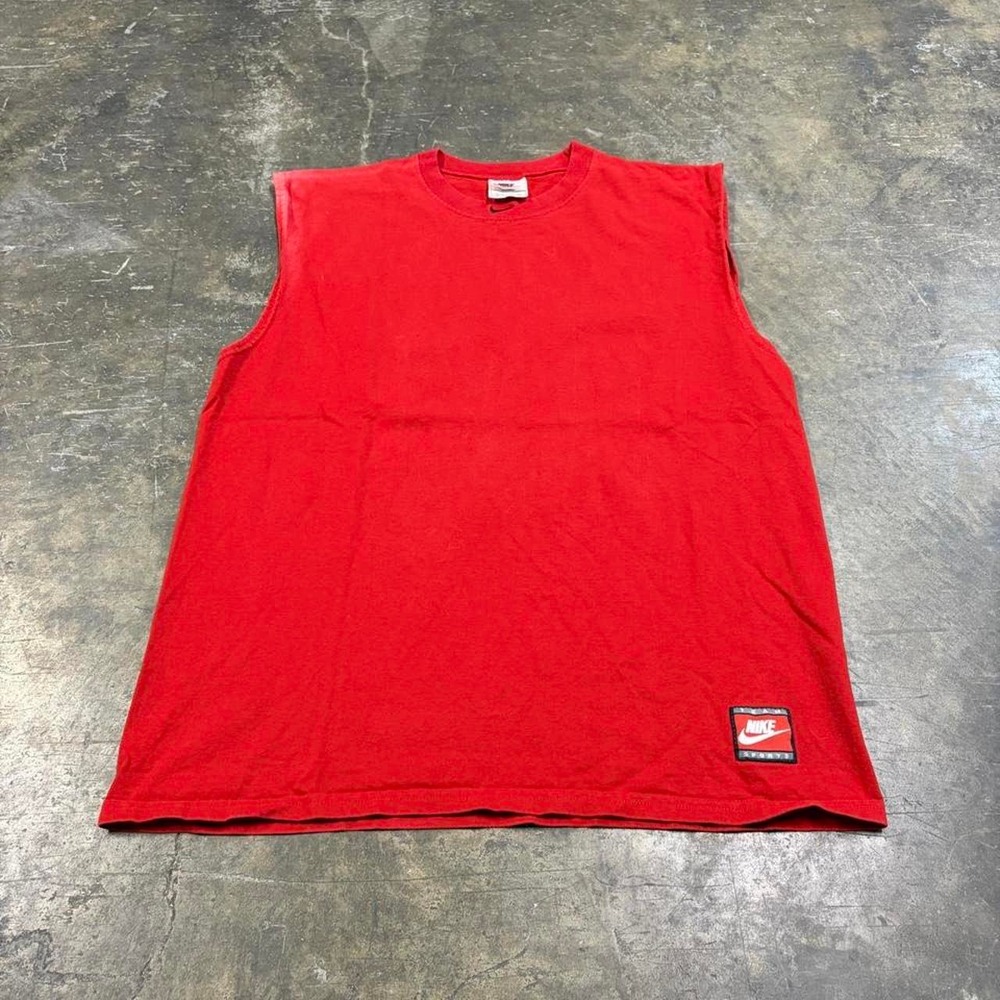 Vintage Nike Red Tank Top Mens Medium 90s Sleeveless Shirt Embroidered Swoosh